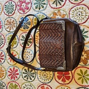 Brighton vintage woven leather crossbody purse
